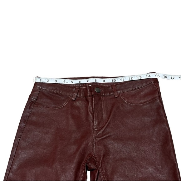 Haute Hippie Burgundy 100% Lamb Skin Leather Mid Rise Pants Size 4 - Picture 5 of 15